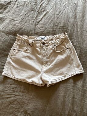 Reformation Cream Denim Shorts